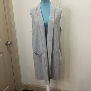 Signature Weekend Gray Duster Women size XL W/ Pockets Long Open Front Cardigan